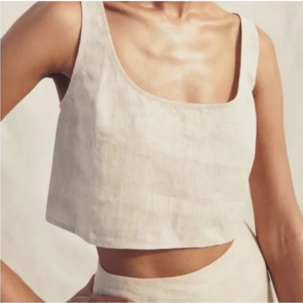 *NWOT* Reformation Adelyn Linen Crop Top in Oatmeal